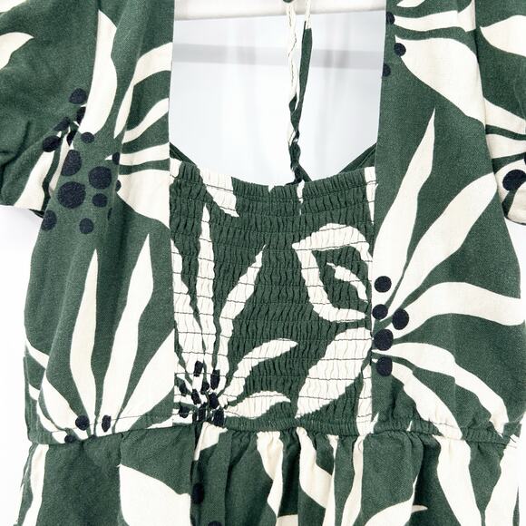 Francescas Mi Ami Nina Linen Blend Twist Front Tropical Floral Peplum‎ Blouse M - Picture 9 of 10